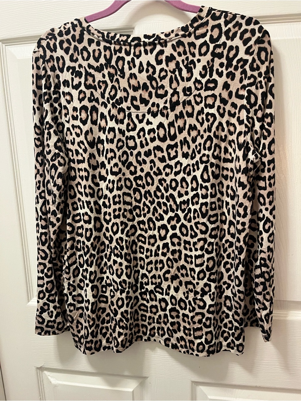 Chico’s Leopard Print Top Women’s Size 2 US Large Long Sleeve Stretch Knit - Picture 3 of 7